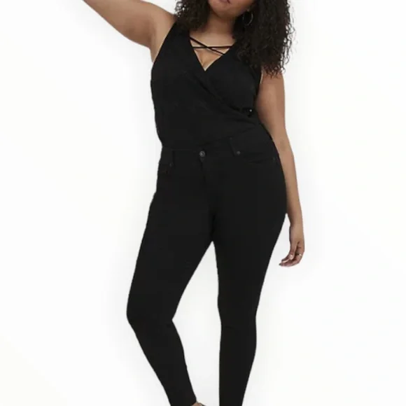 Torrid Surplice Strappy Bodysuit Lace Black - Picture 5 of 10